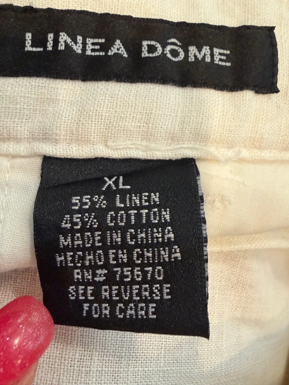 Linea Dome Pants Men's XL White Linen Blend Draw String Partial Elastic Waste